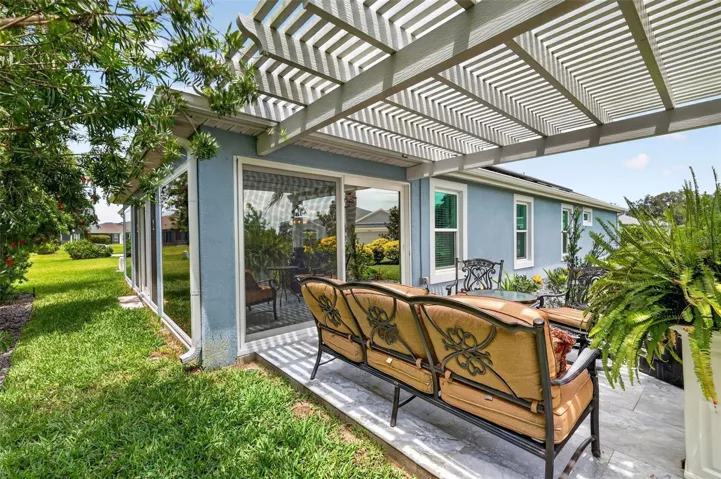 Side Patio with Waterfall and Pergola