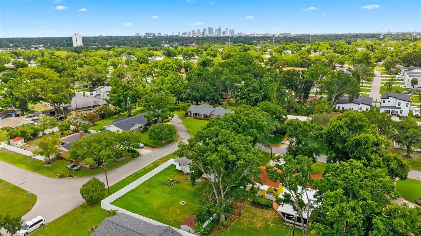 Aerial view looking at back yard.