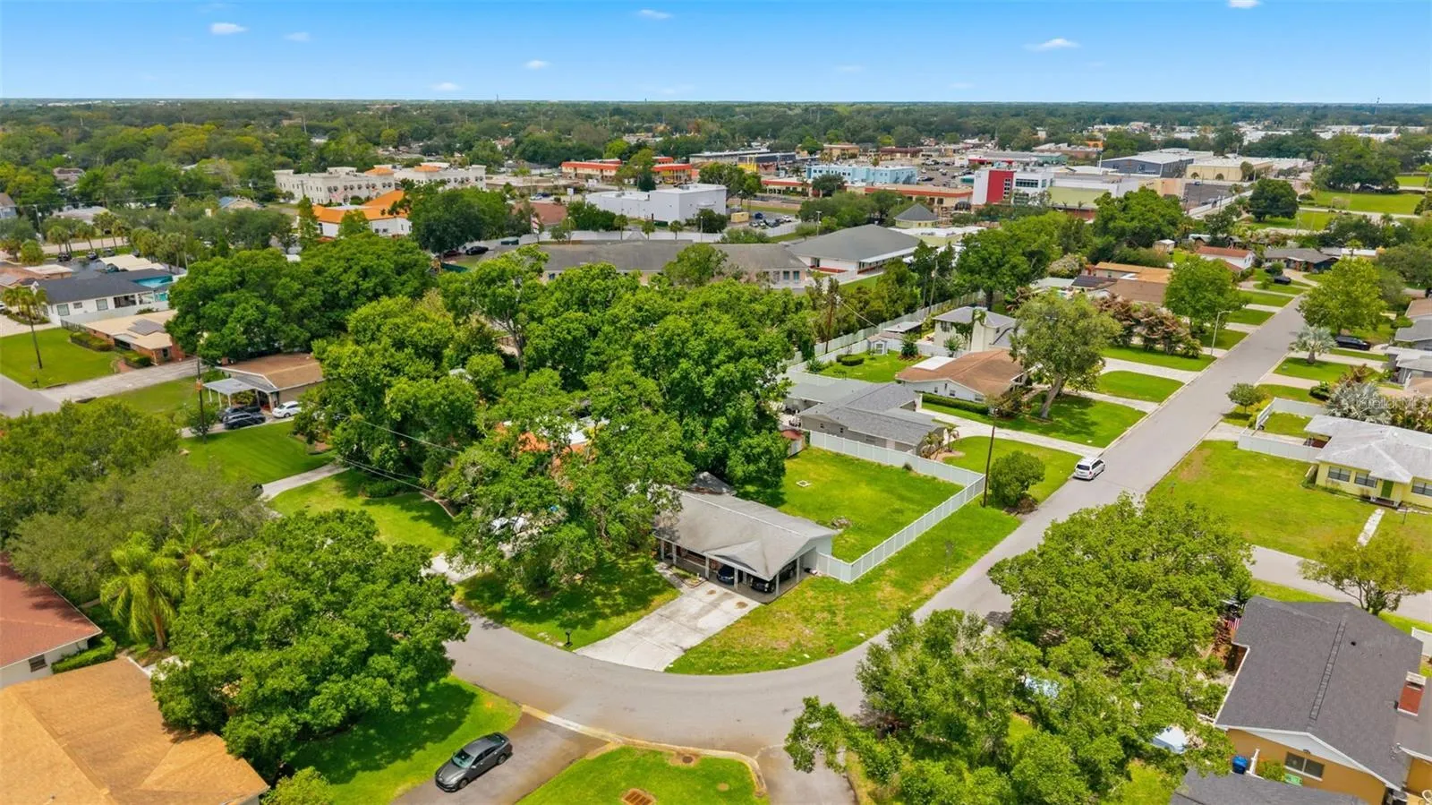 Aerial view of home on corner lot