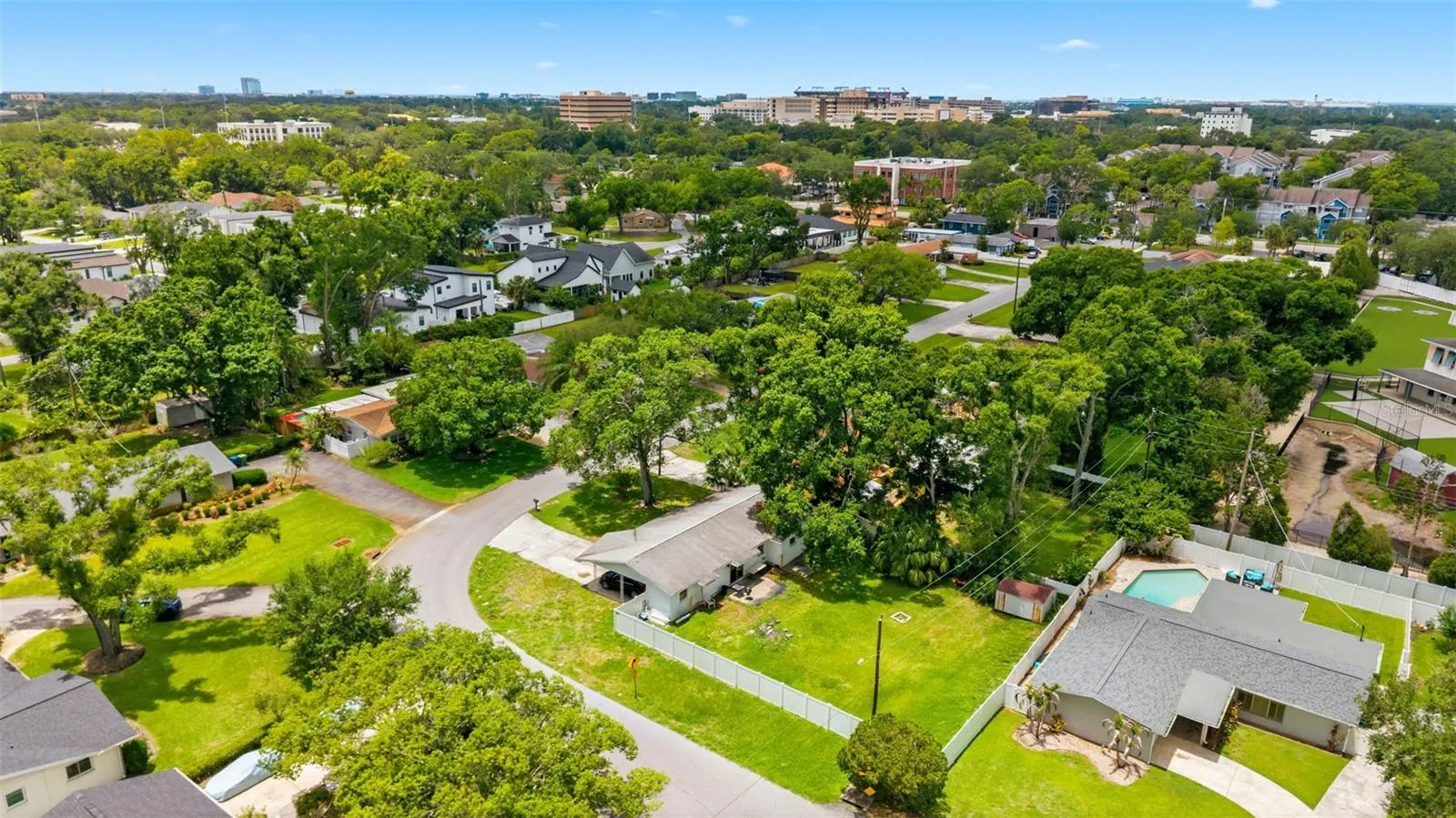 Aerial view of back of home