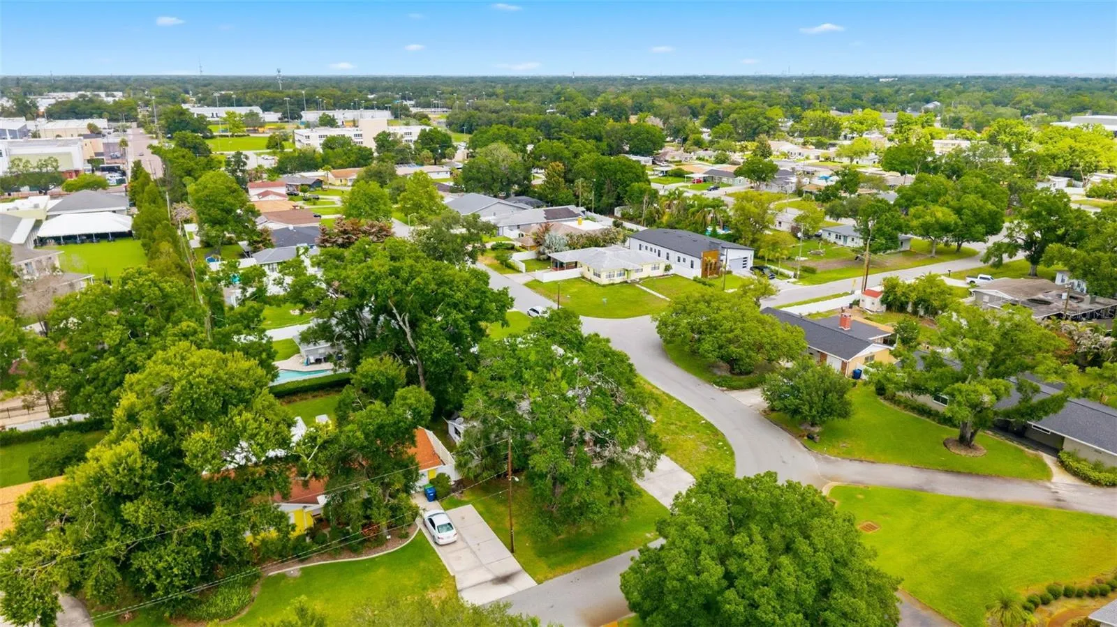 Aerial view of neighborhood