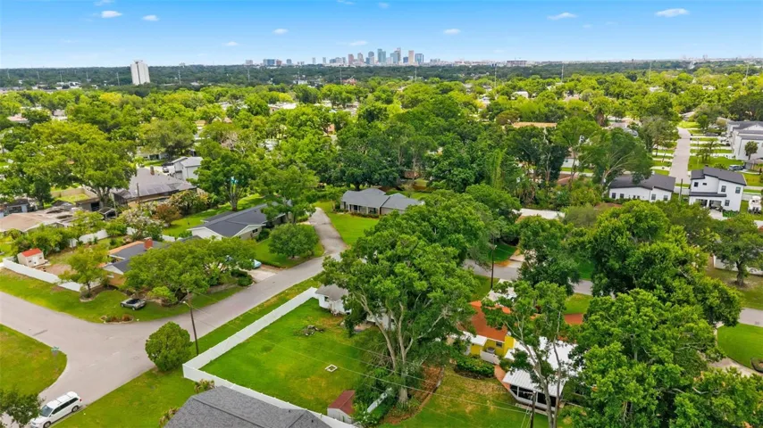 Aerial view looking at back yard.