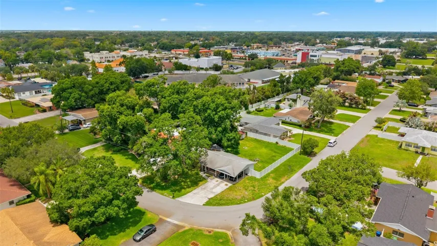 Aerial view of home on corner lot
