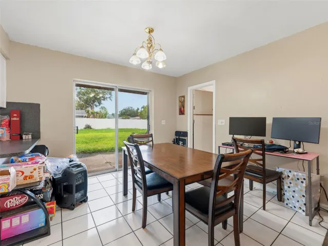 The dining area with sliders out to the back yard!