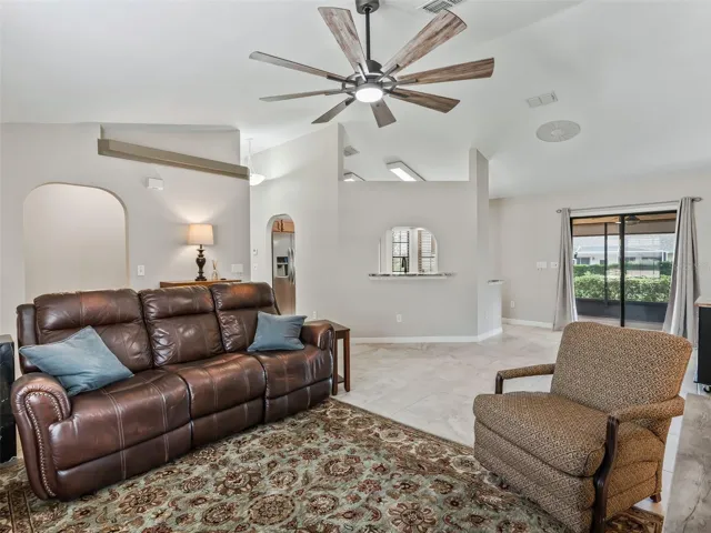 Living area w/Vaulted ceiling