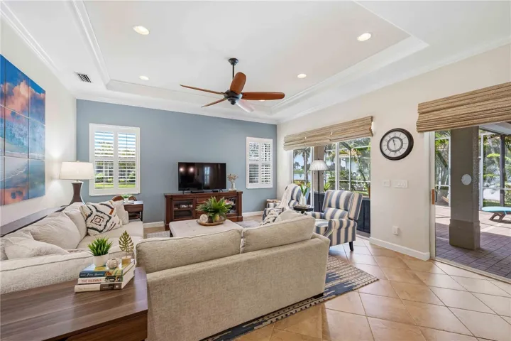 Living room with sliders out to the lanai