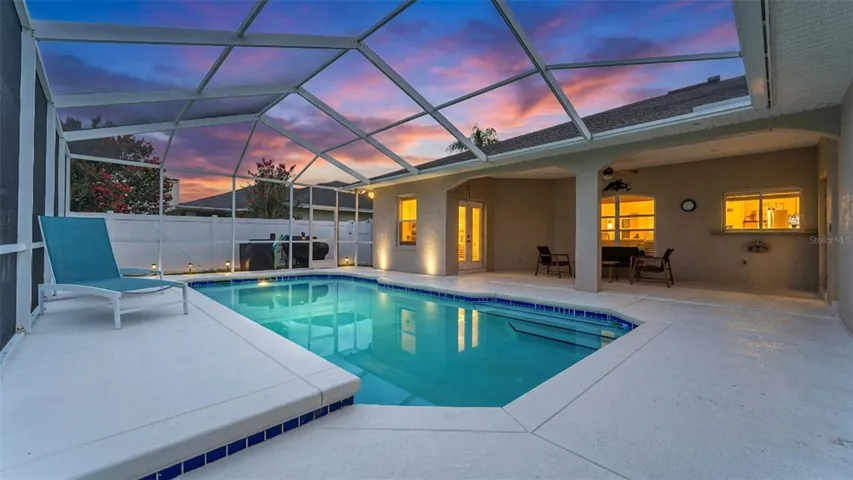 Pool area at night