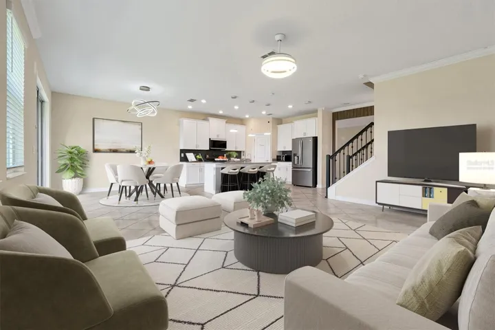 Virtually Staged - Family Room/Kitchen view