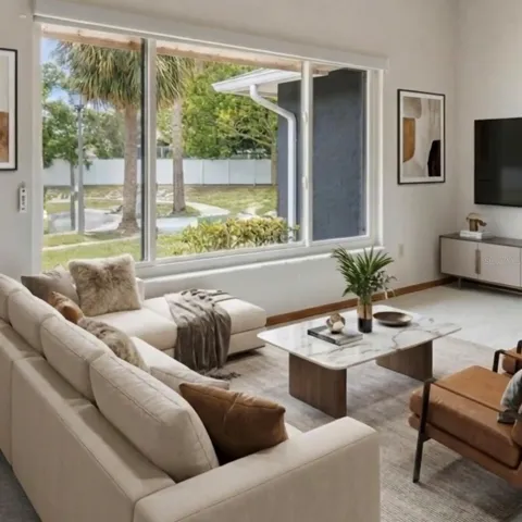 Virtually-staged living room/flex space.  What a little imagination will do!