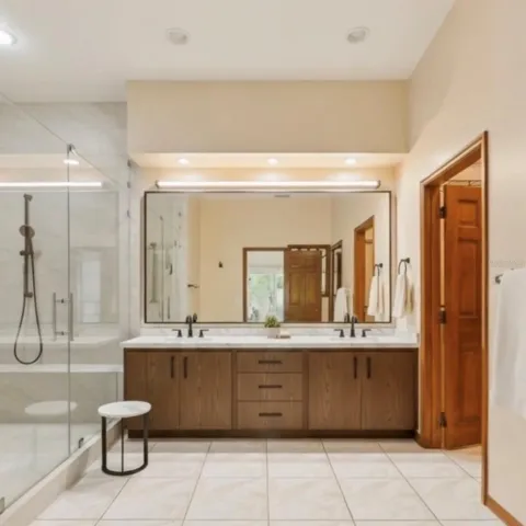 Virtually-staged minor bathroom renovation.