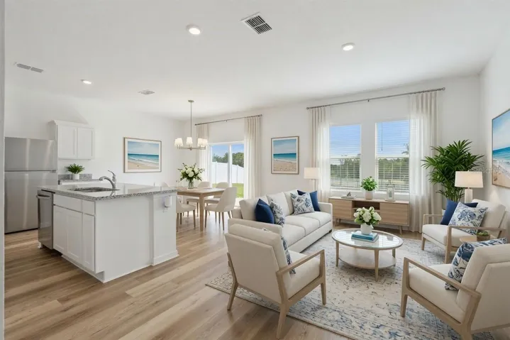 Family Room/Dining Room View from Kitchen - Virtual Staged