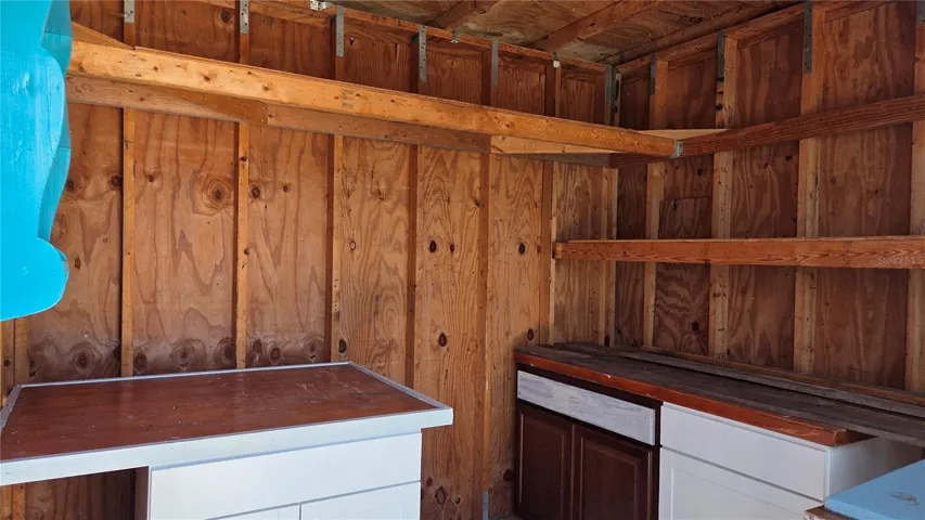 Shelves, cabinets for kitchen and workbench