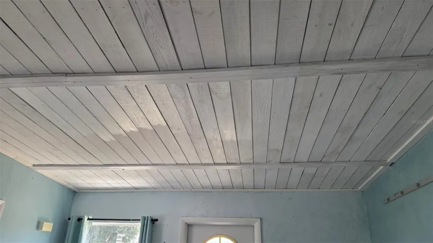 Living room shiplap ceiling