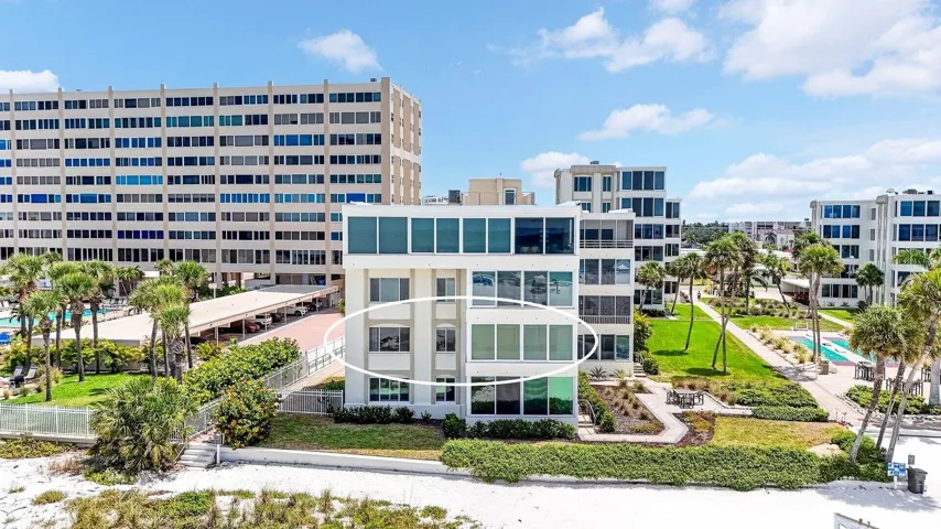 Facing building from the beach, 2nd floor condo