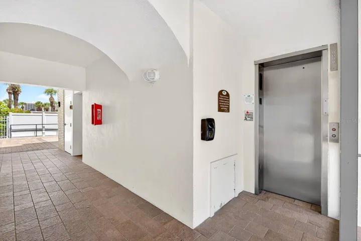 Elevator from the ground view close to parking area