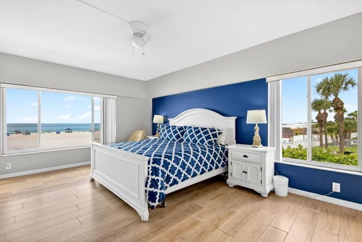 Master bedroom with two large windows no bad views here.