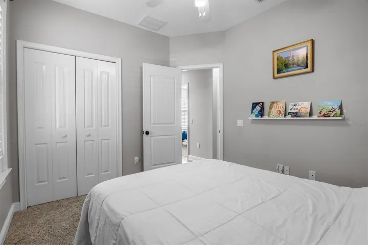 Bedroom 2 with built in closet, plantation shutters