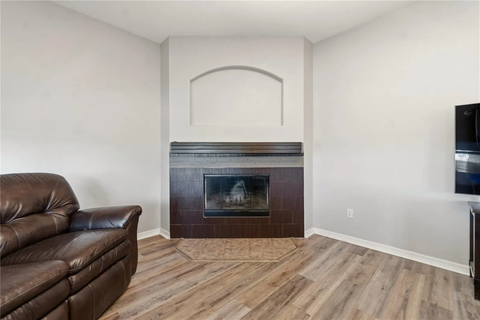 Family room with fireplace