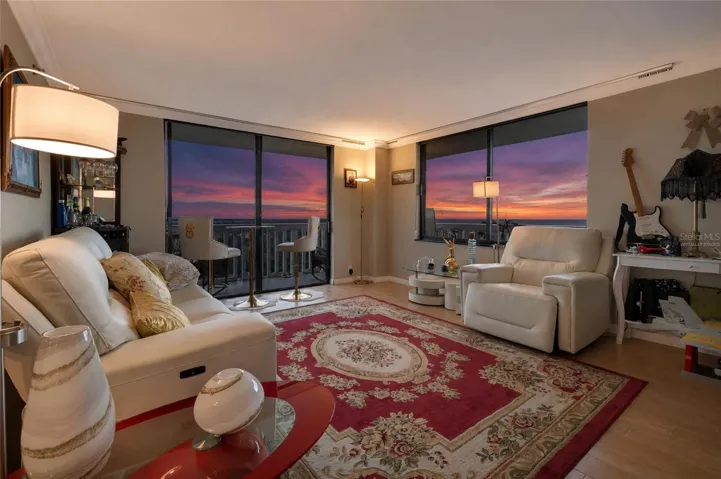 Twilight Living Room Virtually Staged