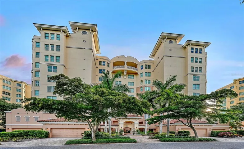 Elegant arrival at The Meridian, where luxury living begins amid beautifully maintained grounds.