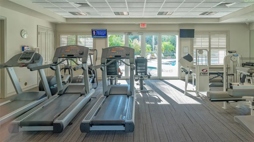 The fitness center provides convenient access to wellness and recreation.