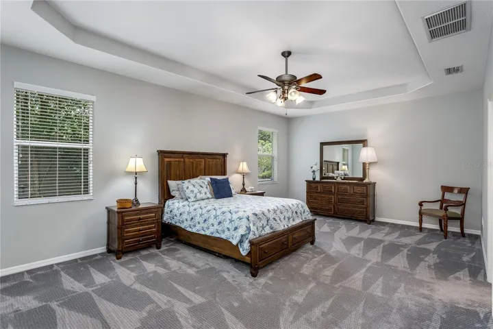 Master bedroom with tray ceiling