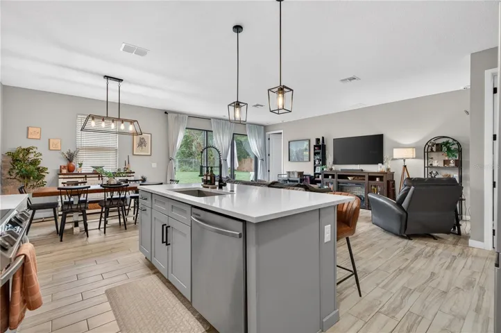 Open Floor Plan of the Kitchen, Dining and Living Area