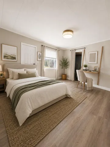 Virtually Remodeled and staged photo of Master Bedroom