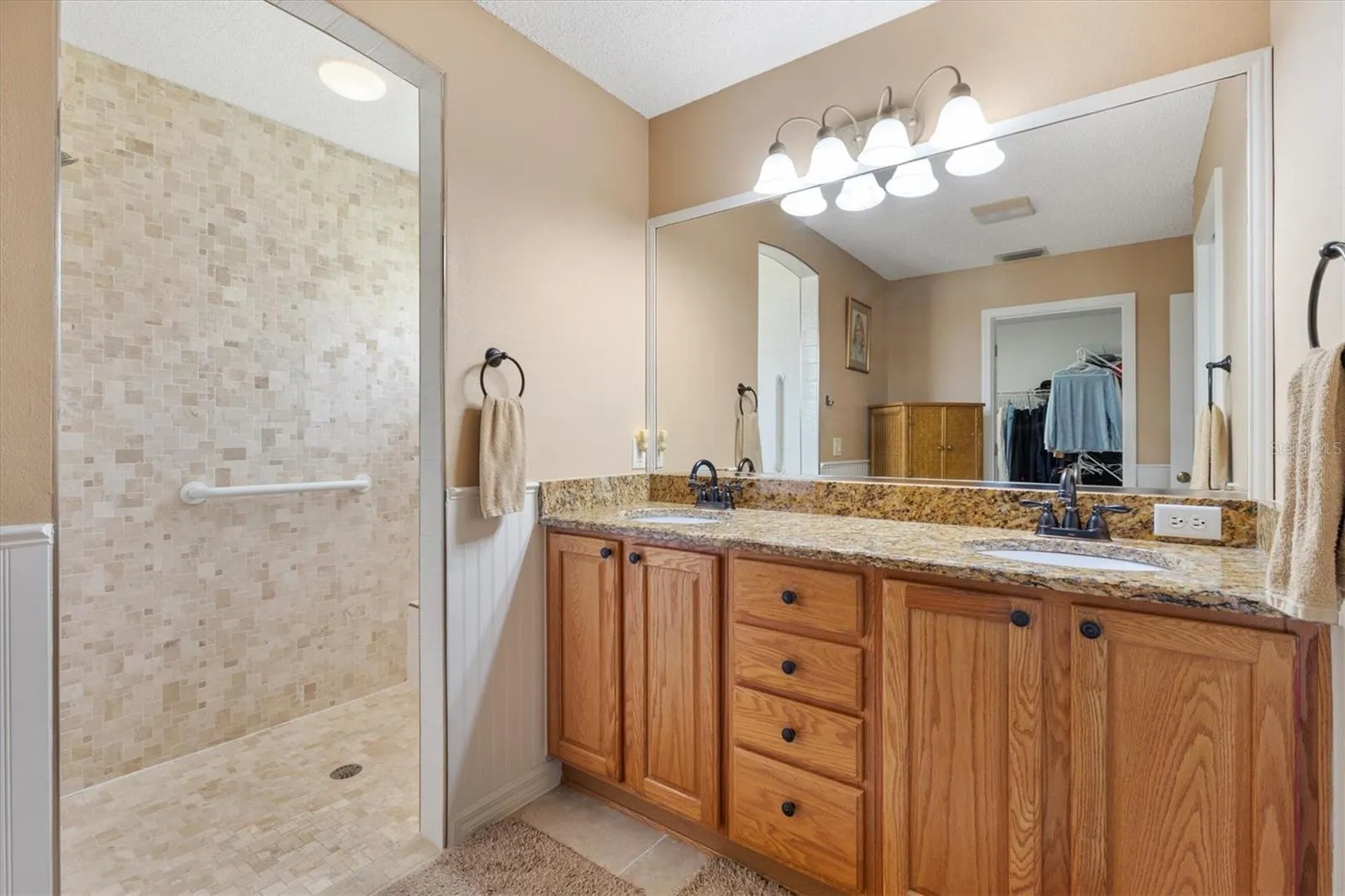 Large Bathroom with Roman Shower and Separate Commode Room