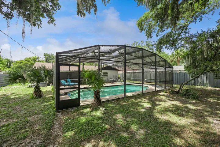Yard behind pool
