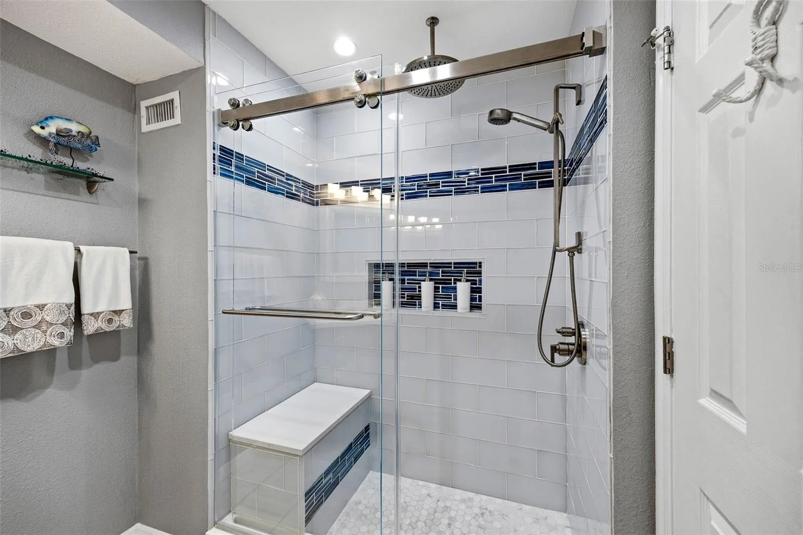 Shower in main floor full bathroom.