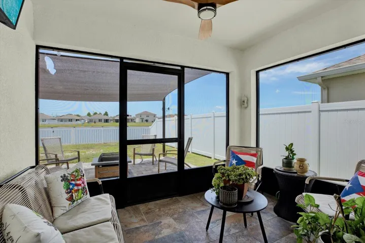 Screened lanai and tiles flooring