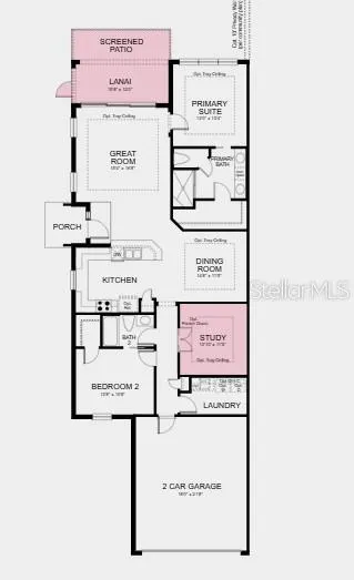 Floor Plan  ~ Additional Highlights Include: extended lanai, tray ceilings, French doors at study, 8' interior doors, impact windows, and all appliances included
