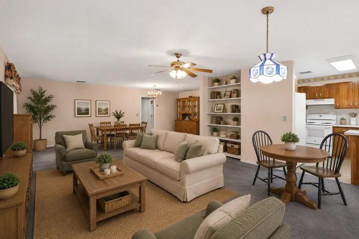 Breakfast nook, living, and dining combo