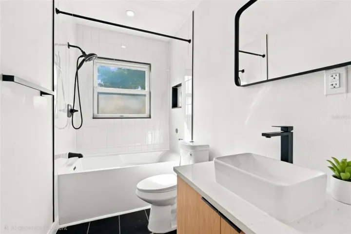 Bath 2 Located Directly across from Bedroom 2. Gorgeous deep tub. 1st door on left in hallway.