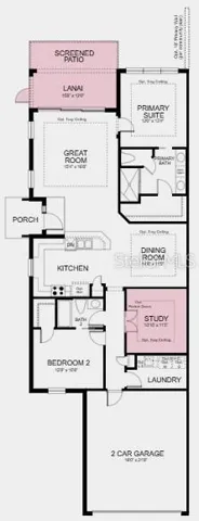 Floor Plan - Additional Highlights Include: tray ceilings, pocket doors at study, 8' interior doors, whole house impact windows, and pre-plumbed for laundry sink in laundry room