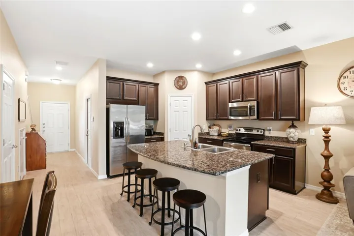 View to kitchen from living area