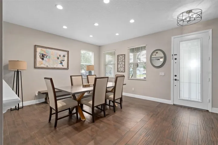 formal entryway with custom lighting