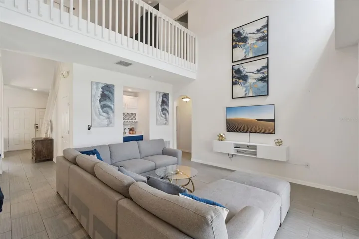 Grand family room with abundant natural light