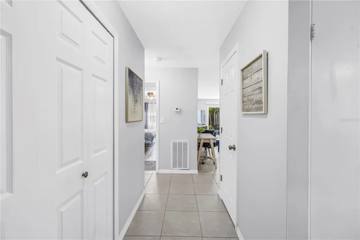 Hallway leaving bedroom and bathroom