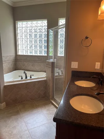 MASTER BATH WITH GRANITE AND DOUBLE SINKS, TUB AND SEPARATE SHOWER