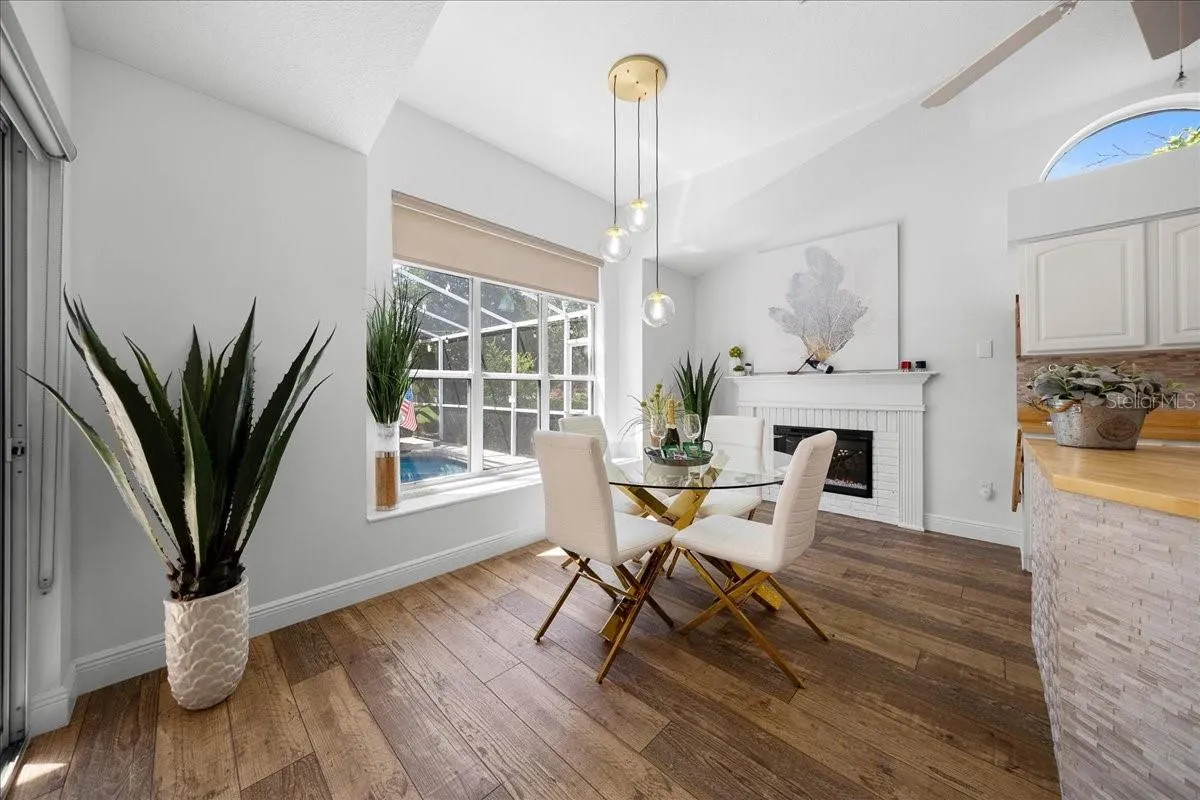 Cozy Breakfast Nook with Electric Fireplace