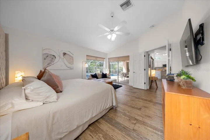 King-size bed comfortably fits