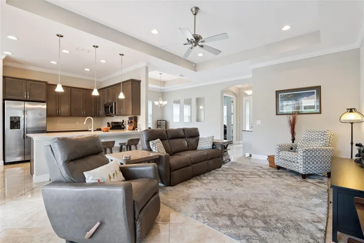 View of Great Room, Kitchen & formal Dining Room areas