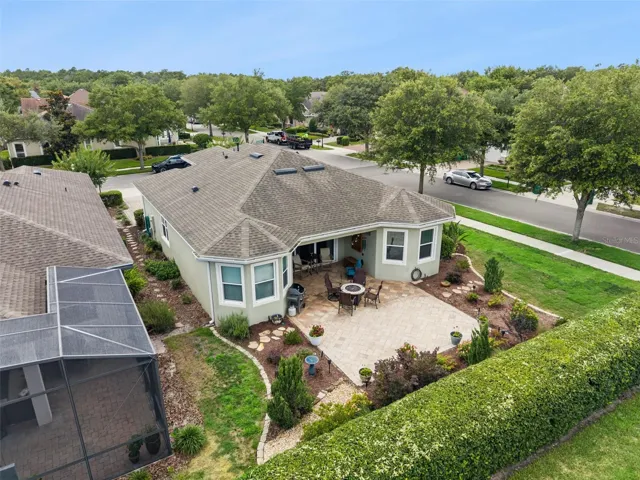 Aerial view from behind the home