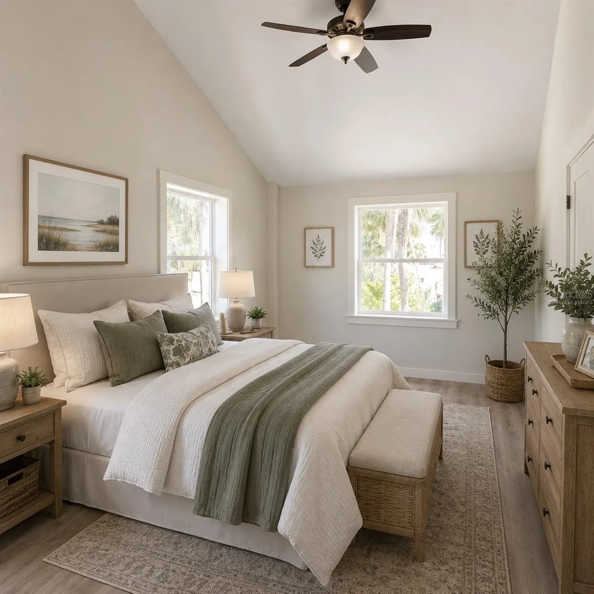 Virtually Staged. Forth Bedroom with vaulted ceilings and walk-in closet