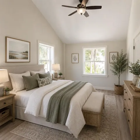 Virtually Staged. Forth Bedroom with vaulted ceilings and walk-in closet
