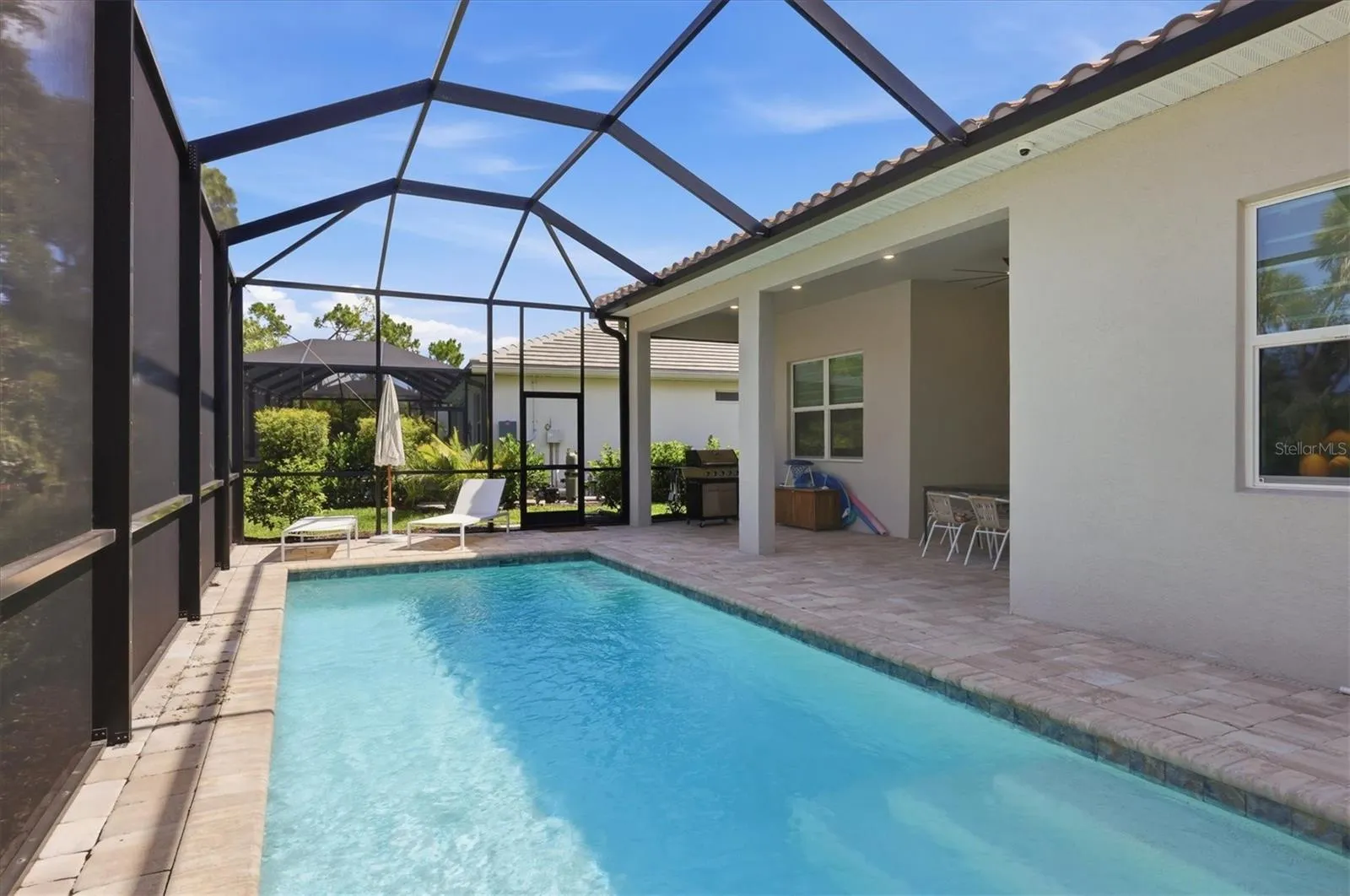 Saltwater pool with extended lanai