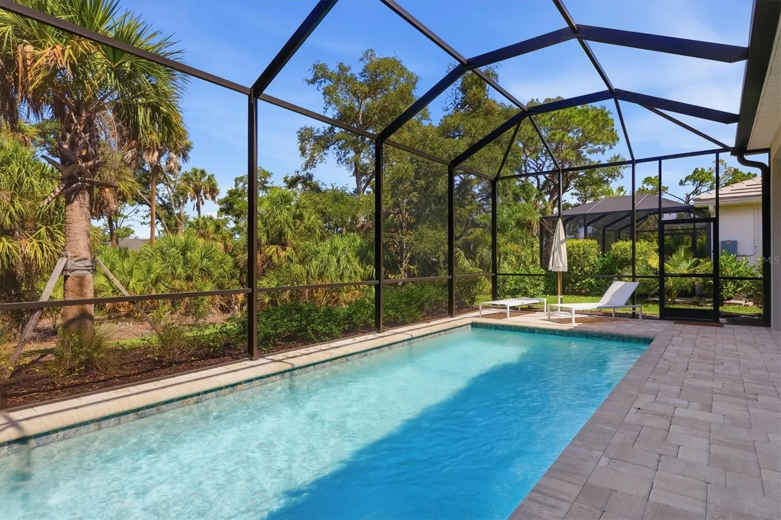 Saltwater pool with extended lanai