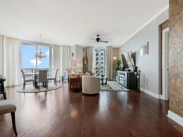 Living and dining areas